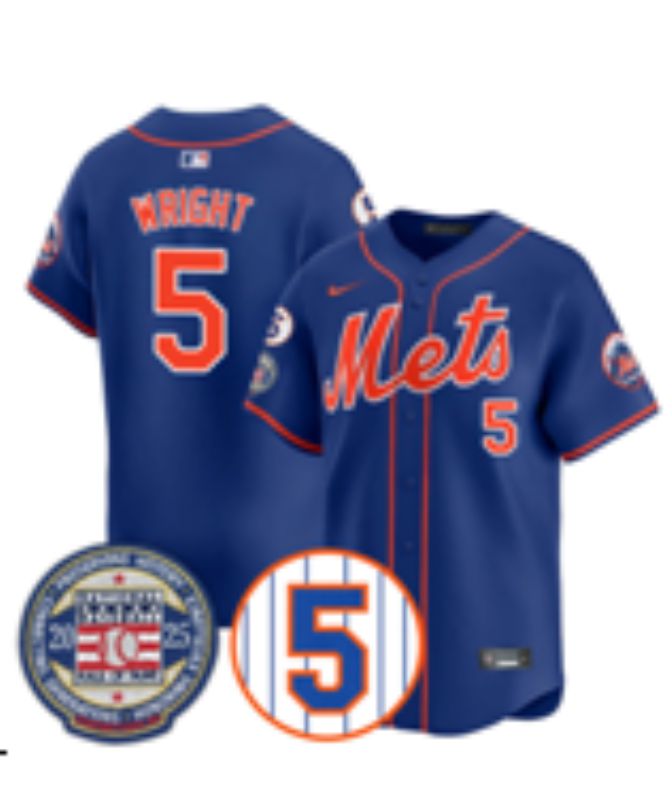 Men 2025 New York Mets #5 Wright Blue Game Nike MLB Jersey style 015